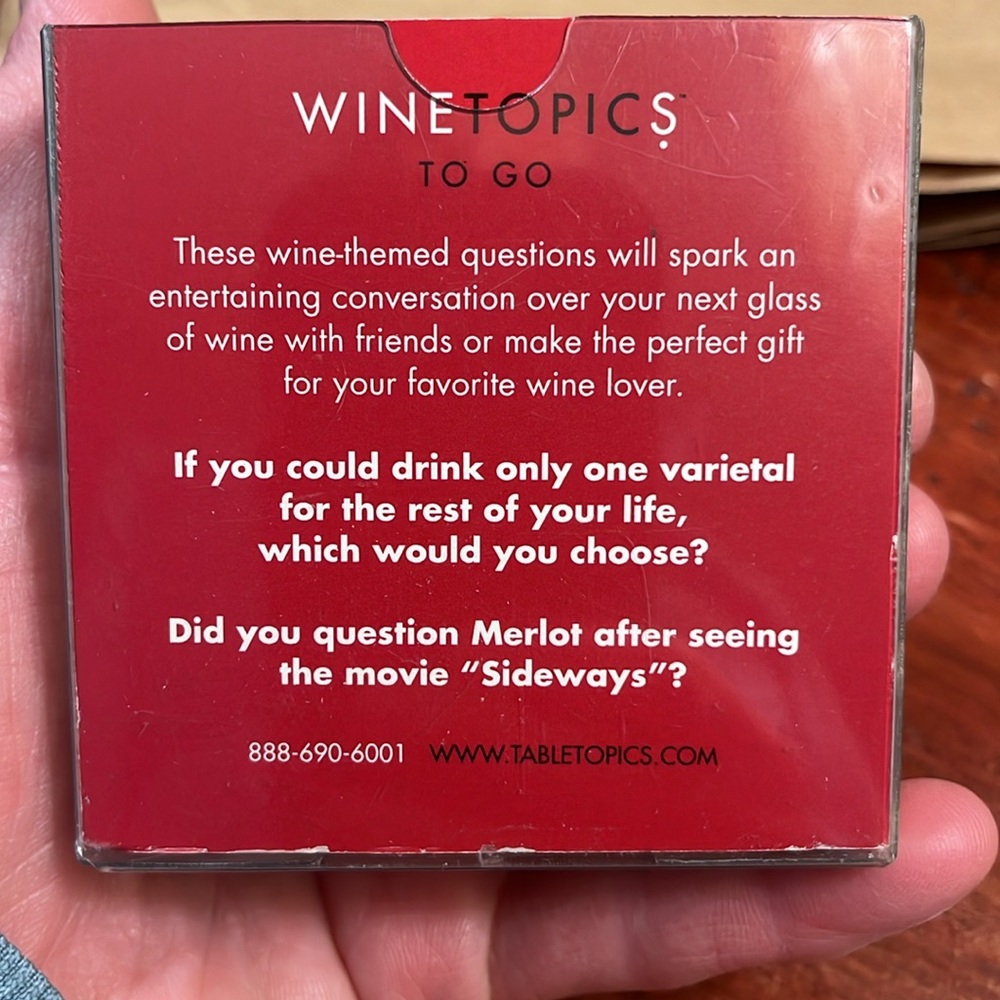 Table Topics Conversation Starter To Go pack:  Wine theme - Picture 2 of 2